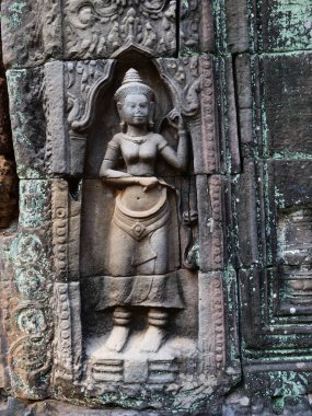 Angkor Wat kompleksindeki Ta Som tapınağında taş oyma sanatı, S