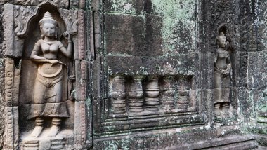 Angkor Wat kompleksindeki Ta Som tapınağında taş oyma sanatı, S