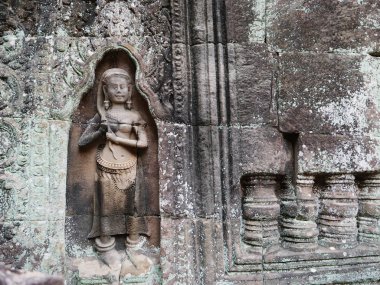 Angkor Wat kompleksindeki Ta Som tapınağında taş oyma sanatı, S