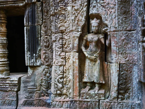 Stone rock carving art at Ta Som temple in Angkor Wat complex, S — Stock Photo, Image