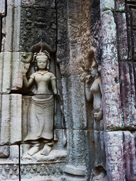 Pierre sculptant l'art au temple Ta Som dans le complexe Angkor Wat, S — Photo