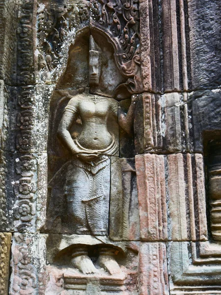 Arte rupestre in pietra al tempio di Ta Som nel complesso di Angkor Wat, S — Foto Stock