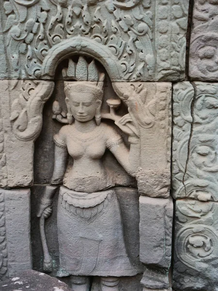 Angkor Wat kompleksindeki Ta Som tapınağında taş oyma sanatı, S