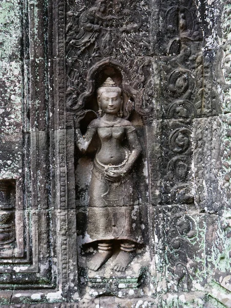 Stone rock carving art at Ta Som temple in Angkor Wat complex, S — Stock Photo, Image