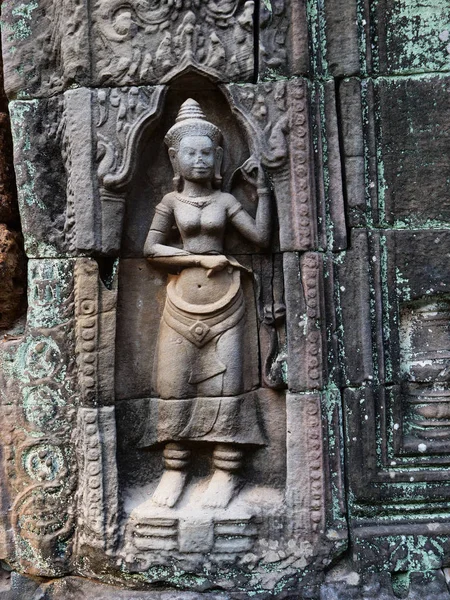 Stenhuggarkonst vid Ta Som tempel i Angkor Wat complex, S — Stockfoto