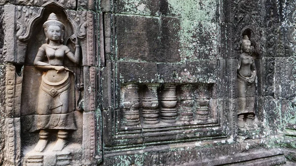 Pedra arte escultura pedra no templo Ta Som em Angkor Wat complexo, S — Fotografia de Stock