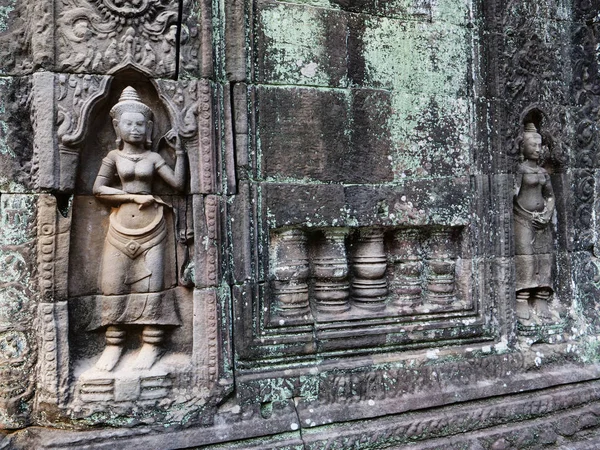 Pedra arte escultura pedra no templo Ta Som em Angkor Wat complexo, S — Fotografia de Stock