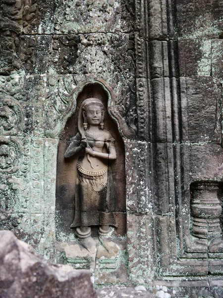 Kamenné skalní umění v chrámu Ta Som v komplexu Angkor Wat, S — Stock fotografie