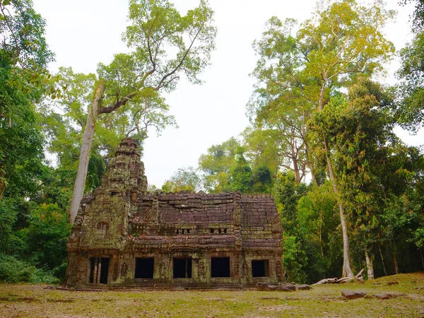Preah Khan Tapınağı 'ndaki terk edilmiş taş taş mimarisi Angkor Wa