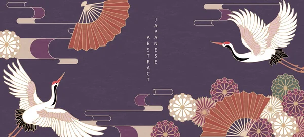 Oriental Japonés Estilo Abstracto Patrón Fondo Diseño Margarita Flor Plegable — Vector de stock