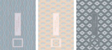 Oryantal Japon stili soyut model arkaplan tasarımı geometri dalgası ölçekli nokta çizgi ve çiçek