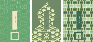 Oryantal Japon stili soyut yeşil ton kusursuz arkaplan tasarımı geometri dalgası dalga ölçekli kabak çapraz kontrol