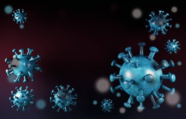 Coronavirus Covid-19. Hücre koronavirüsünün mikroskobik görüntüsü. Ölümcül virüs türü 2019-ncov. Analiz ve test. Coronavirus 2019-ncov romanı. Mikroskop virüsü yaklaşıyor. Grip, 3D görüntüleme