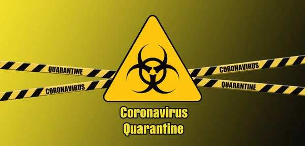 Waarschuwing Coronavirus Quarantaine Geel Zwart Biologisch Gevarenbord Gele Achtergrond Gevarenquarantaine — Stockfoto