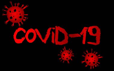 Yazıt COVID-19. Coronavirus hastalığının resmi adı COVID-19. Vektör resimli boya kalemi çizimi.