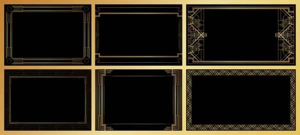 Bir dizi lüks geometrik arkaplan ve metin için alan. Çerçeve koleksiyonu. Vector Illustrated vintage düğün davetiyesi, Art deco 'da tebrik kartı.