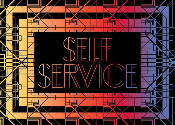 Art Deco self servis metni. Dekoratif tebrik kartı, eski harflerle imzalayın..