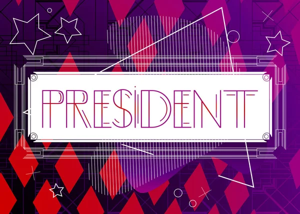 Texte Président Art Déco Carte Vœux Décorative Signe Avec Lettres — Image vectorielle