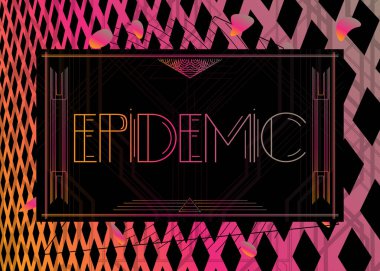 Art Deco Salgını metni. Dekoratif tebrik kartı, eski harflerle imzalayın..