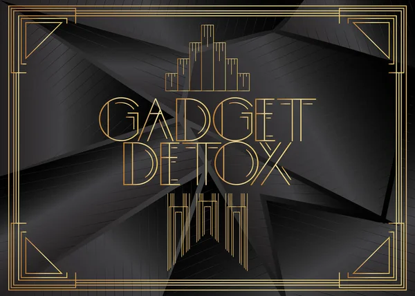 Texto Art Deco Gadget Detox Cartão Decorativo Sinal Com Letras — Vetor de Stock
