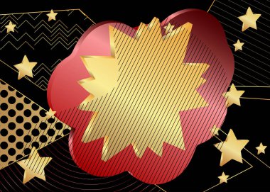 Minimalist siyah ve kırmızı premium ayrıcalıklı konuşma balonu gradyan geometrik elementler. Altın şekilli lüks vektör arkaplanı.