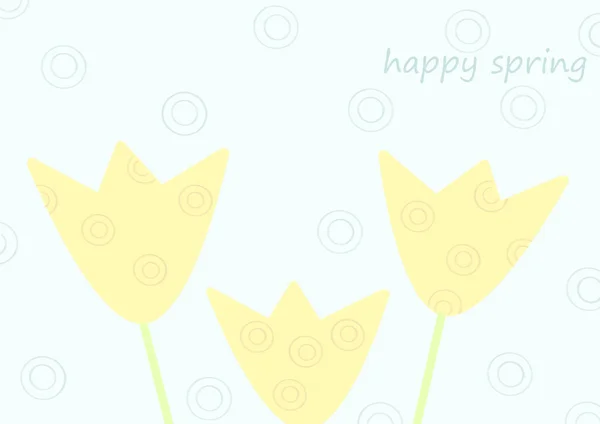 Card Spring Flowers Yellow Abstract Tulips Blue Background — Stock Photo, Image