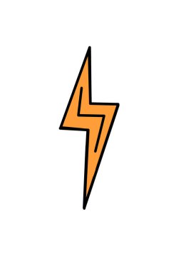 Bir el tebrik kartları, posterler, çizgi roman tasarımı için yıldırım okları çizdi. Beyaz arkaplan üzerinde izole edilmiş Doodle illüstrasyonu.