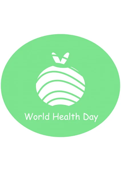 Dia Mundial Saúde Ícone Dia Saúde Frutas Verdes Ilustração Moderna — Fotografia de Stock