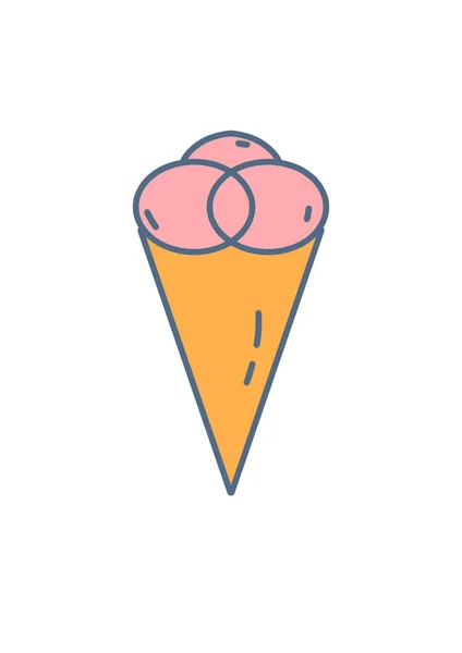 Мороженое Карикатуре Вафельной Чашки Иллюстрация Тему Детских Десертов Едим Летом — стоковое фото