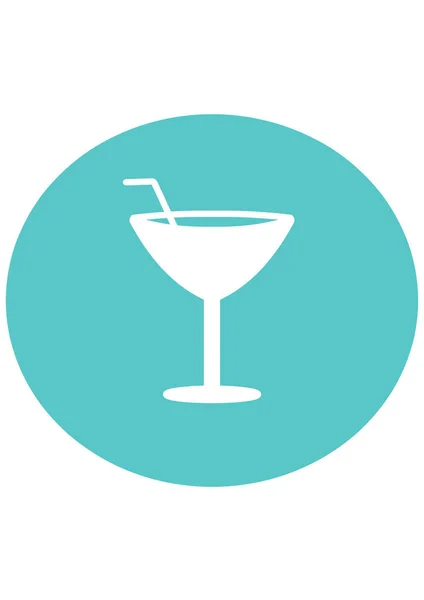 Cocktailglas Med Halmikon Illustration Temat Dryck Och Avkoppling Skyltområde — Stockfoto