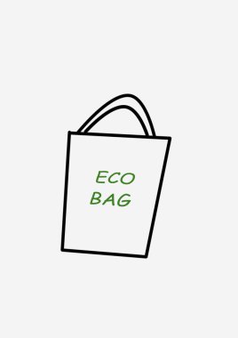 Alışveriş poşeti ile el çizimi ekoloji karalaması, çevresel sorunlarla ilgili çizimler. Grafik ve web tasarımı için çizim ögeleri.