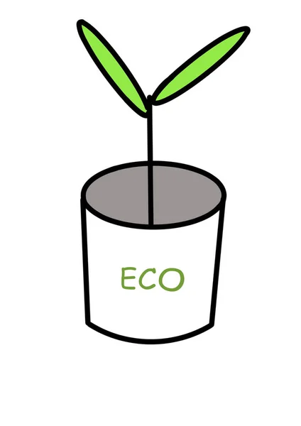 Koncepcja Zielonej Energii Doodle Roślin Liści Ilustracja Zagadnień Środowiskowych Elementy — Zdjęcie stockowe