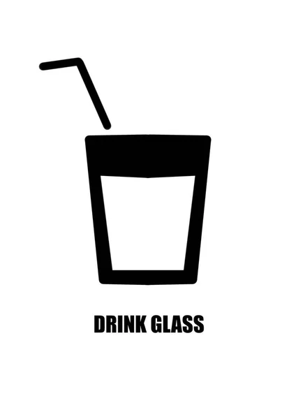 Drink Glas Icoon Glazen Bordje Een Witte Achtergrond Drink Glas — Stockfoto