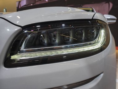 Detroit, bize - 15 Ocak 2018: Lincoln Nautilus Kuzey Amerika Uluslararası Otomobil Fuarı'nda şehir Detroit Cobo Center'da sırasında ekranda.