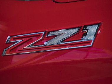 Detroit, bize - 15 Ocak 2018: Chevrolet Silverado Trail Boss kamyonet Kuzey Amerika Uluslararası Otomobil Fuarı'nda şehir Detroit Cobo Center'da sırasında ekranda.