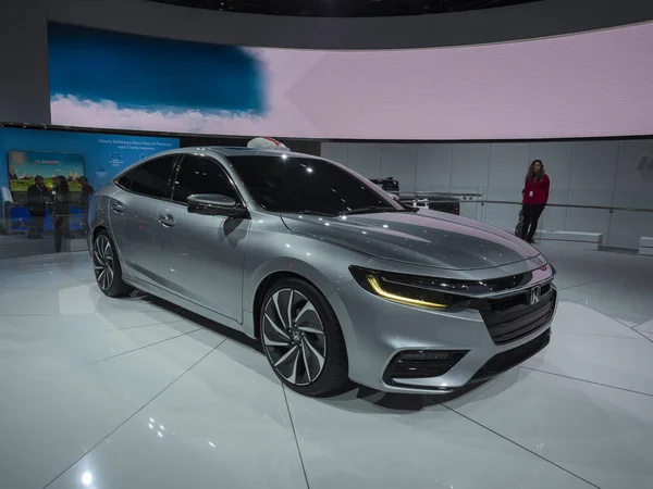 Detroit, bize - 15 Ocak 2018: Honda Insight Kuzey Amerika Uluslararası Otomobil Fuarı'nda şehir Detroit Cobo Center'da sırasında ekranda.