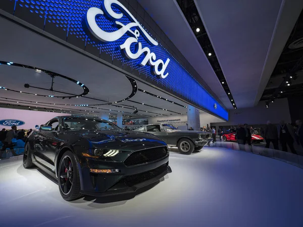 Detroit Nas Stycznia 2018 Ford Mustang Bullit Wyświetlaczu Podczas North — Zdjęcie stockowe
