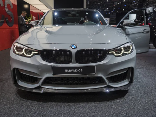Detroit, bize - 15 Ocak 2018: Bmw M3 Cs Kuzey Amerika Uluslararası Otomobil Fuarı'nda şehir Detroit Cobo Center'da sırasında ekranda.