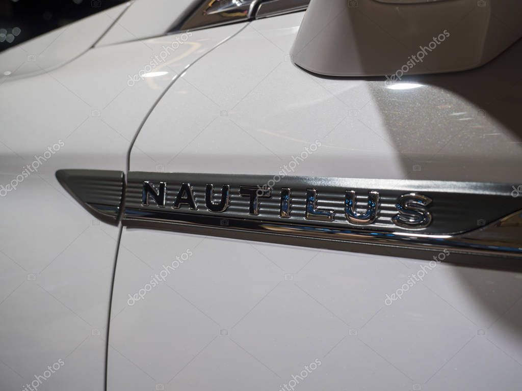DETROIT, US - JANUARY 15, 2018: Lincoln Nautilus on display during the North American International Auto Show at the Cobo Center in downtown Detroit.
