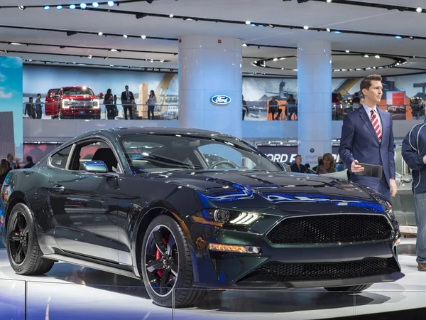 Detroit Nas Stycznia 2018 Ford Mustang Bullit Edition Wyświetlaczu Podczas — Zdjęcie stockowe