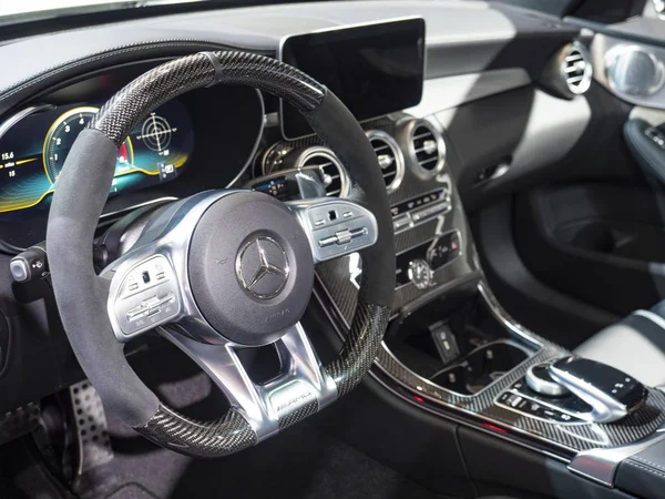 Mercedes AMG C 63 sedán en el Salón Internacional del Automóvil de Nueva York 2018 —  Fotos de Stock