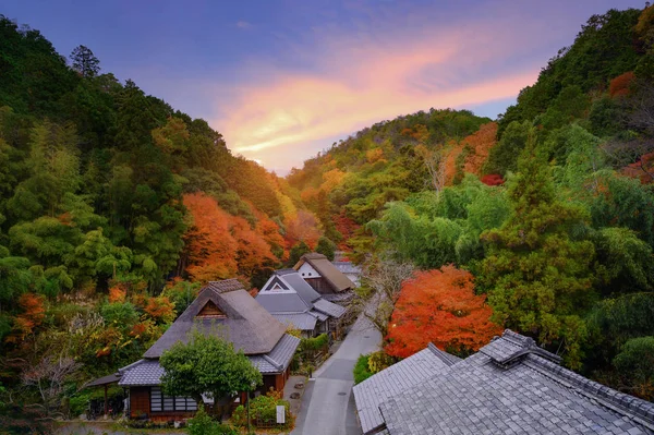 Vista Paisagem Estações Modifica Outono Campo Aldeia Local Prefeitura Japão — Fotografia de Stock