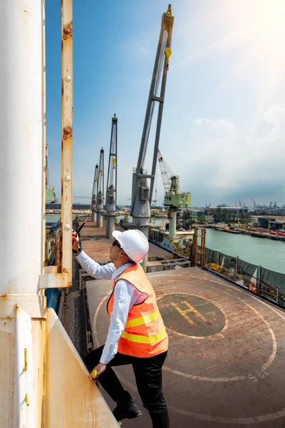 Havenbeheerder Lood Ingenieursvoorman Supervisor Hoofdcontroleur Werkplek Lopen Hoog Niveau Werkplek — Stockfoto