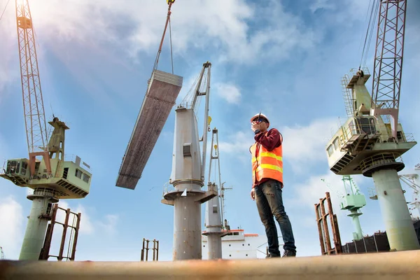 Stevedore Verlademeister Hafenkapitän Oder Befehlshaber Der Bord Des Schiffes Hafen — Stockfoto