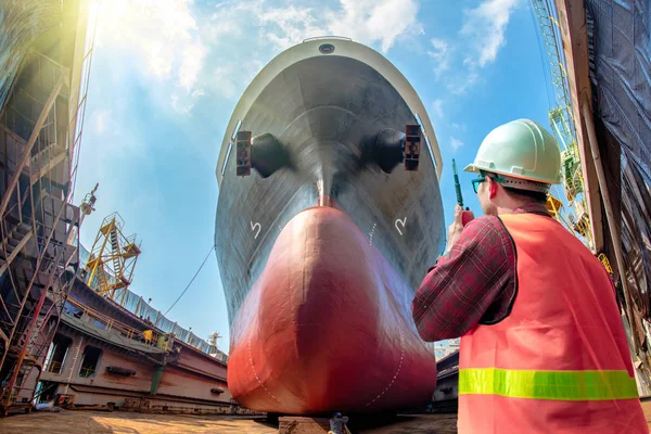 Inspecteur Landmeter Havenmeester Bouwkundige Supervisor Ter Beoordeling Van Toestand Van — Stockfoto