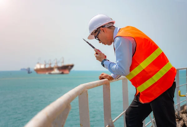 Hafenstaatskontrolle Auftrag Der Inspektion Der Meereswasserverschmutzung Arbeitsbereich Sicherzustellen Dass Das — Stockfoto