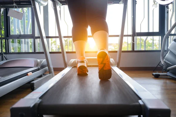 Pierna Mujer Gorda Que Ejecuta Trote Correa Máquina Cinta Correr —  Fotos de Stock