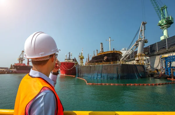 Hafenstaatskontrolle Auftrag Der Inspektion Der Meereswasserverschmutzung Arbeitsbereich Sicherzustellen Dass Das — Stockfoto