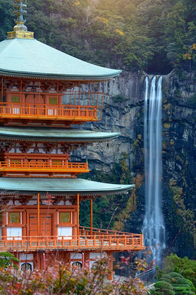 Perto Santuário Wakayama Com Cachoeiras Lado Vista Paisagem Local Famoso — Fotografia de Stock