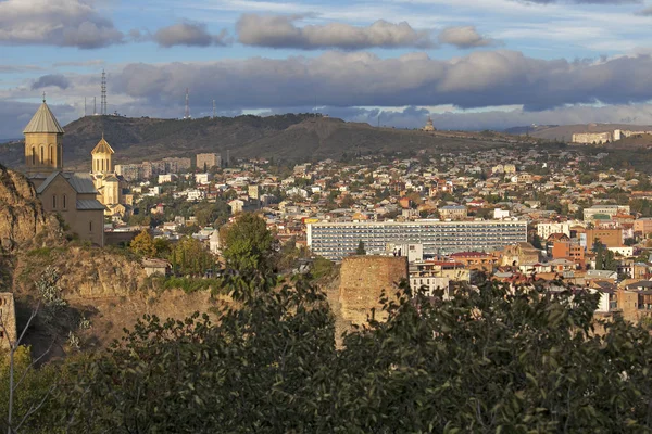 Tbilisi city center aerial view from Narikala Fortress, Georgia — Stock Photo, Image